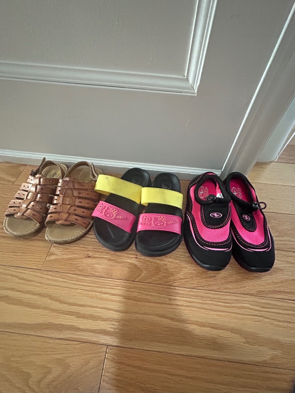 Lot of 3 Pairs Kids Summer Shoes Size 11 - Sandals, Slides & Water Shoes Bundle